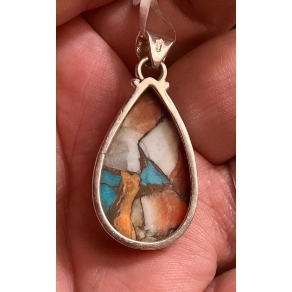 Beautiful NWT Spiny Oyster Turquoise set in 925 Pendant over 7 Grams - Picture 7 of 8
